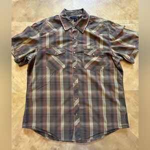 Banana Republic Brown and Tan Checkered Casual Shirt